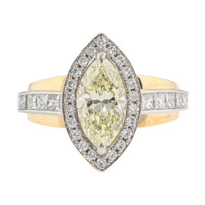 1.52ct Yellow Centre Marquise Cut Diamond Ring