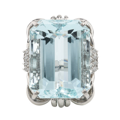 47.72ct Aquamarine & Diamond Ring
