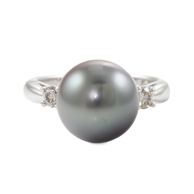 11.0mm Tahitian Pearl & Diamond Ring