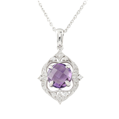 1.23ct Amethyst & Diamond Pendant