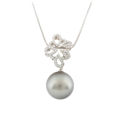 15.0mm Tahitian Pearl & Diamond Pendant