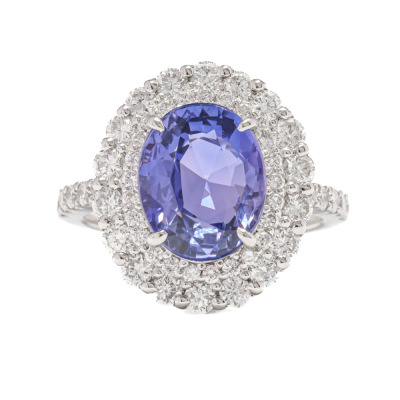5.04ct Violet Unheated Sapphire Ring GIA