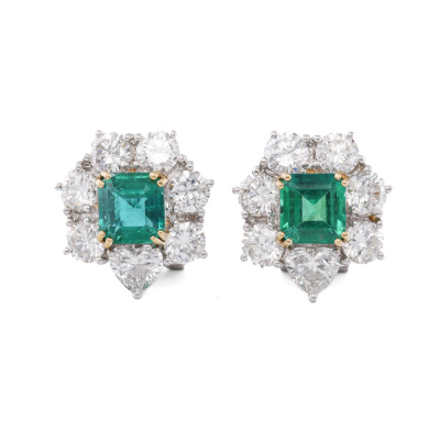 2.82ct Zambian Emerald & Diamond Earrings GSL