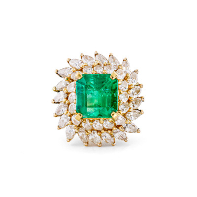 3.22ct Colombian Emerald & Diamond ring GSL