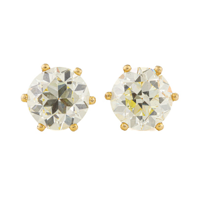 5.81ct Old European Cut Diamond Studs GSL