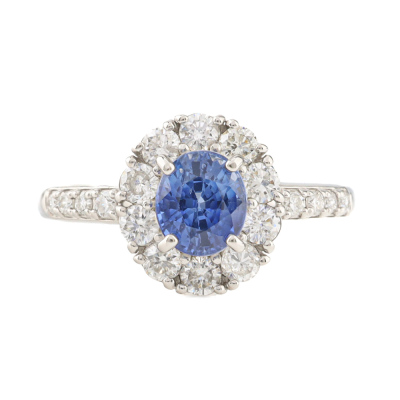 1.45ct Sri Lankan Sapphire & Diamond Ring GIA