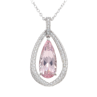 3.86ct Morganite and Diamond Pendant