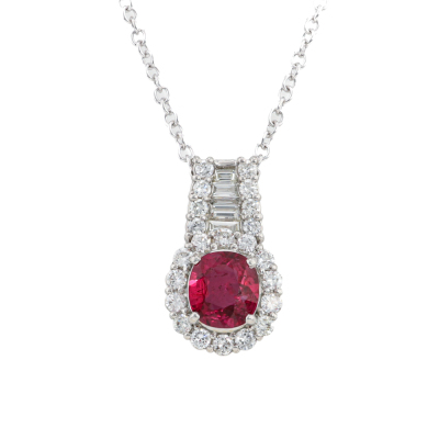 1.05ct Ruby and Diamond Pendant