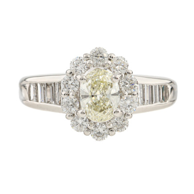 0.71ct Centre Yellow Diamond Ring