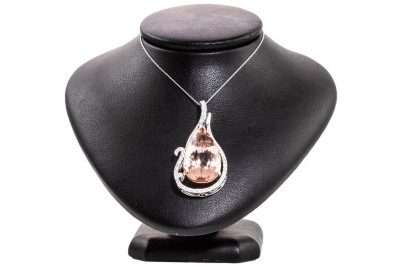 18.90ct Pear Shape Morganite & Diamond Pendant