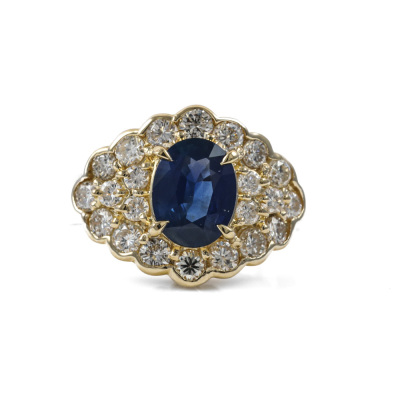 1.75ct Blue Sapphire & 1.25ct Diamond Ring