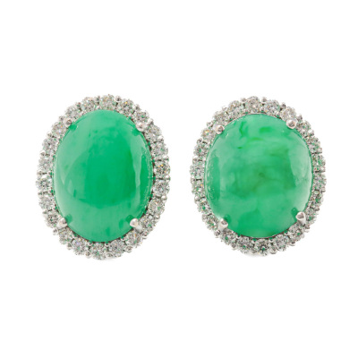 11.01ct Jade and Diamond Earrings