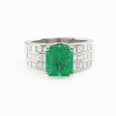 1.83ct Colombian Emerald & Diamond Ring GRS