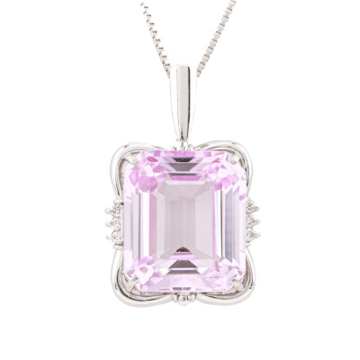 12.53ct Kunzite and Diamond Pendant