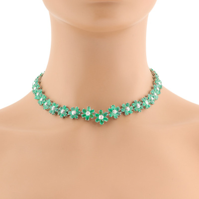 41.00ct Emerald and Diamond Necklace