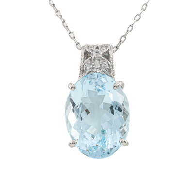 10.24ct Aquamarine & Diamond Pendant