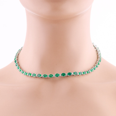 25.75ct Emerald and Diamond Necklace