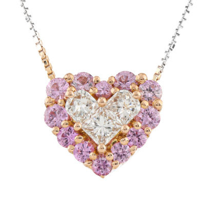 0.65ct Sapphire & Diamond Heart Pendant