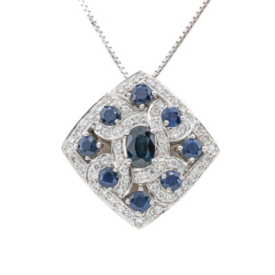 1.20ct Sapphire and Diamond Pendant