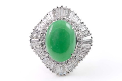 9.02ct Jadeite Jade & 2.81ct Diamond Ring