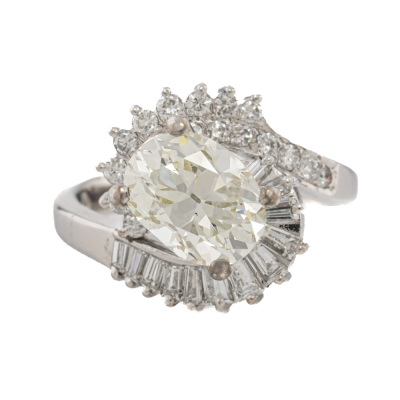 2.20ct Old Mine Cut Diamond Engagement Ring