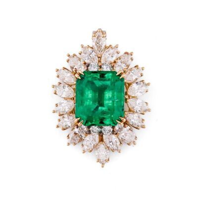 7.62ct Colombian Emerald & Diamond Pendant GSL