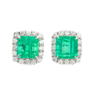 5.13ct Emerald & Diamond Earrings
