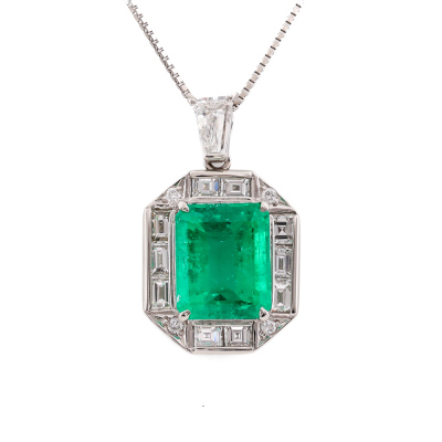 5.39ct Colombian Emerald & Diamond Pendant GIA