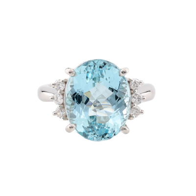 7.96ct Aquamarine & Diamond Platinum Ring