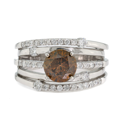 1.26ct Centre Cognac Diamond Platinum Ring