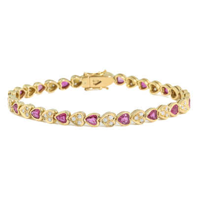 3.85ct Pink Sapphire & Diamond 18ct Gold Bracelet