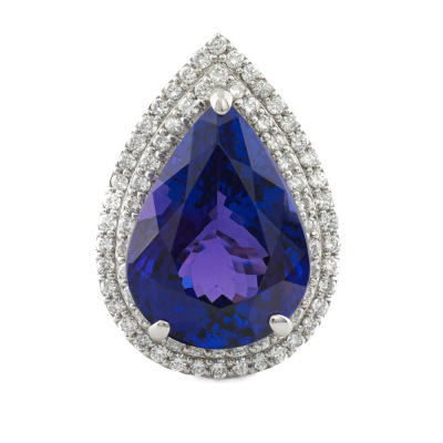 15.76ct Tanzanite & 0.94ct Diamond Ring GSL