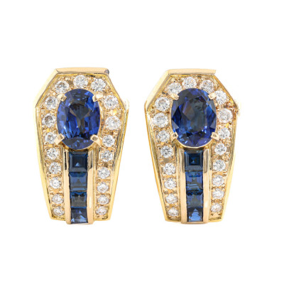 4.61ct Sapphire & 1.01ct Diamond Earrings