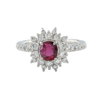 1.02ct Thai Ruby and Diamond Ring GIA