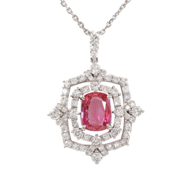 Unheated Ruby 2.07ct GIA & Diamond Pendant