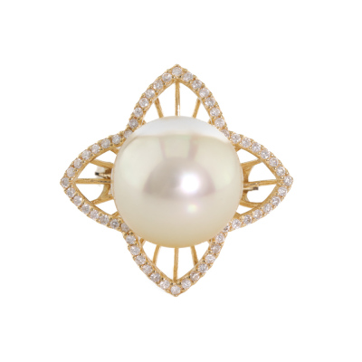 15.2mm South Sea Pearl & Diamond Ring