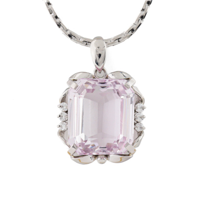 10.81ct Kunzite and Diamond Pendant