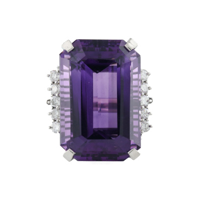 37.19ct Amethyst and Diamond Ring