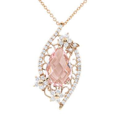 5.93ct Morganite & Diamond Pendant