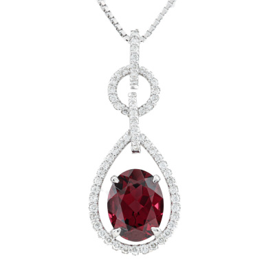 2.18ct Rhodolite Garnet & Diamond Pendant