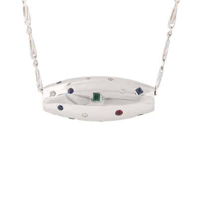 Multi Colour Gemstone & Diamond Pendant