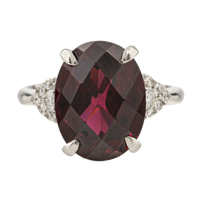 8.93ct Rhodolite Garnet & Diamond Platinum Ring