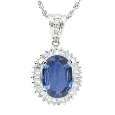 2.87ct Sapphire & Diamond Pendant