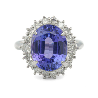 6.30ct Tanzanite & Diamond Ring