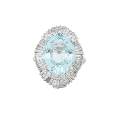 9.44ct Aquamarine & Diamond Ring