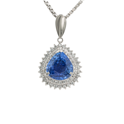 3.80ct Sapphire & Diamond Pendant