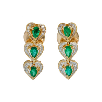 1.00ct Emerald & Diamond Earrings