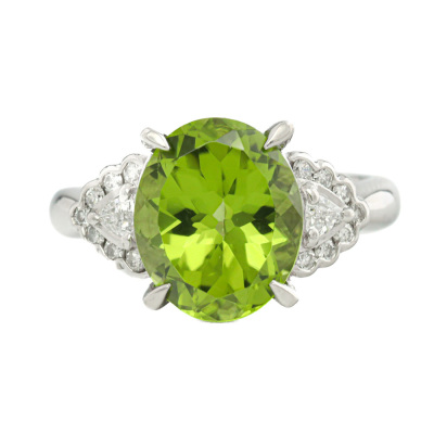 4.70ct Peridot & Diamond Platinum Ring