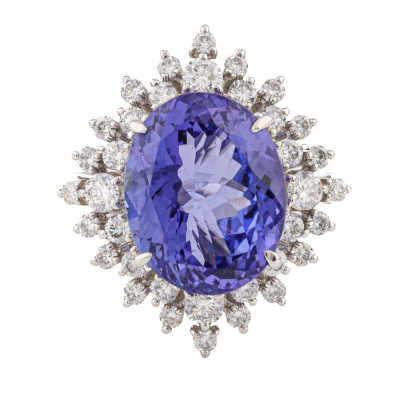 4.00ct Tanzanite & Diamond Platinum Ring