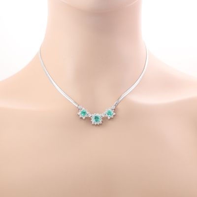 2.73ct Emerald & 1.60ct Diamond Necklace